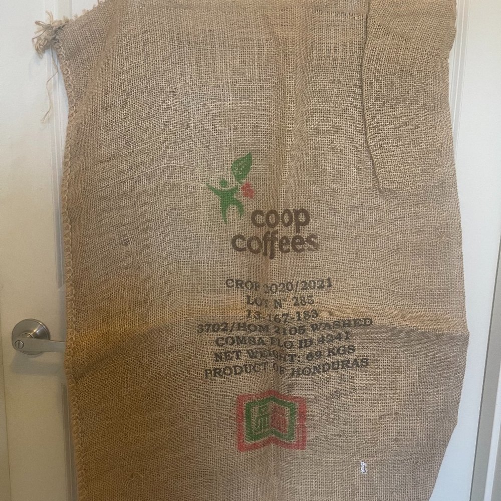 Vintage Coffee Bean Bag Jute Burlap Sack Coop Coffee Honduras